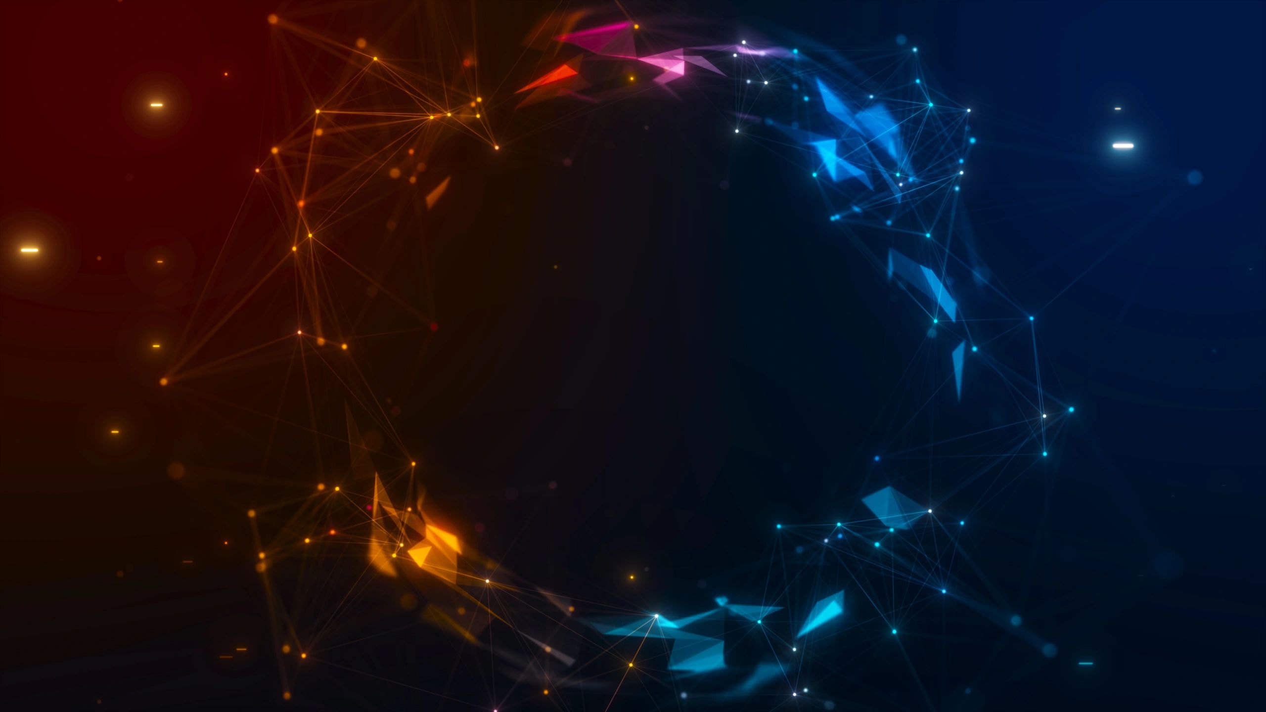 Abstract digital network circle on dark background