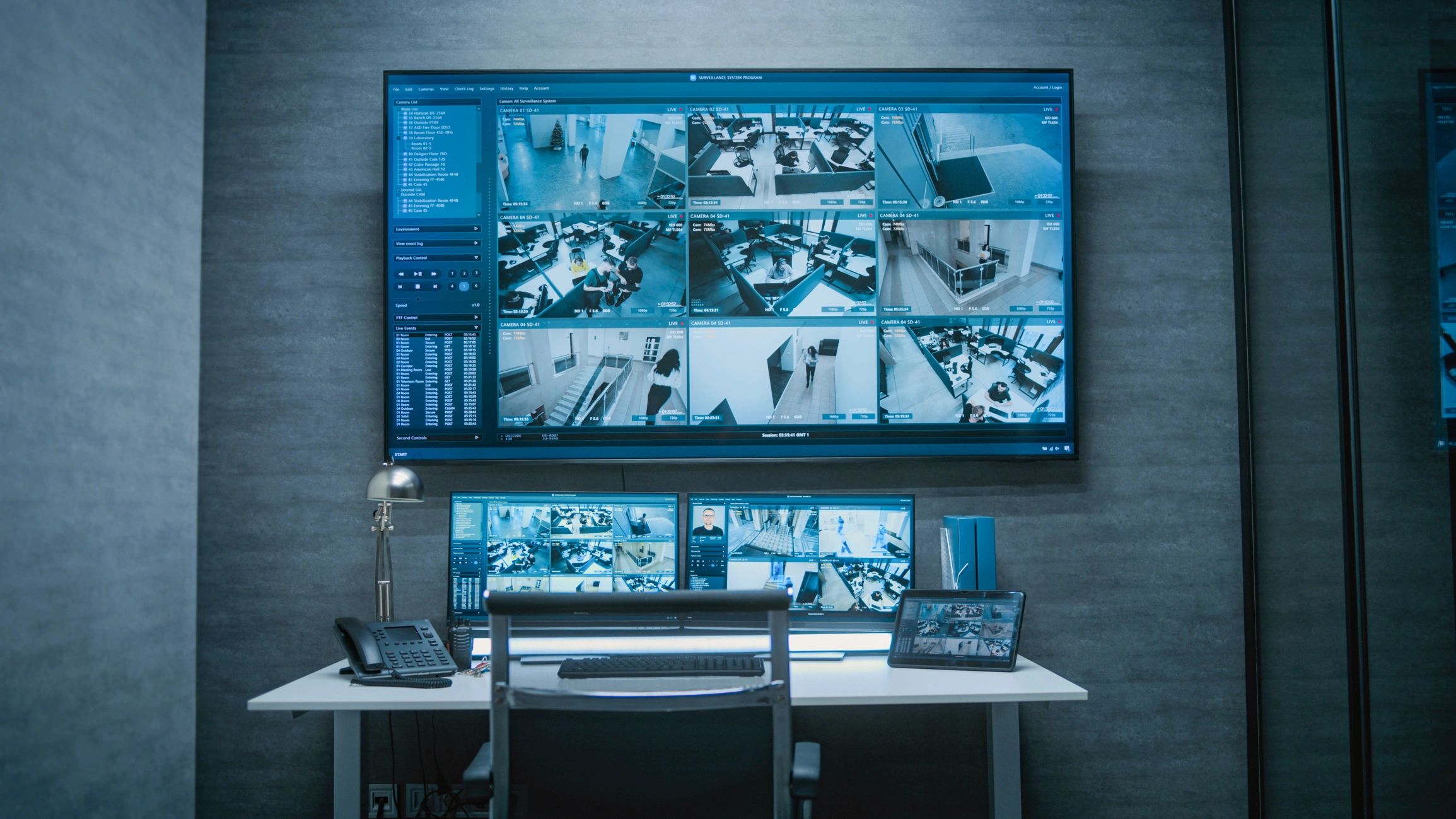 Professional video editing and monitoring setup