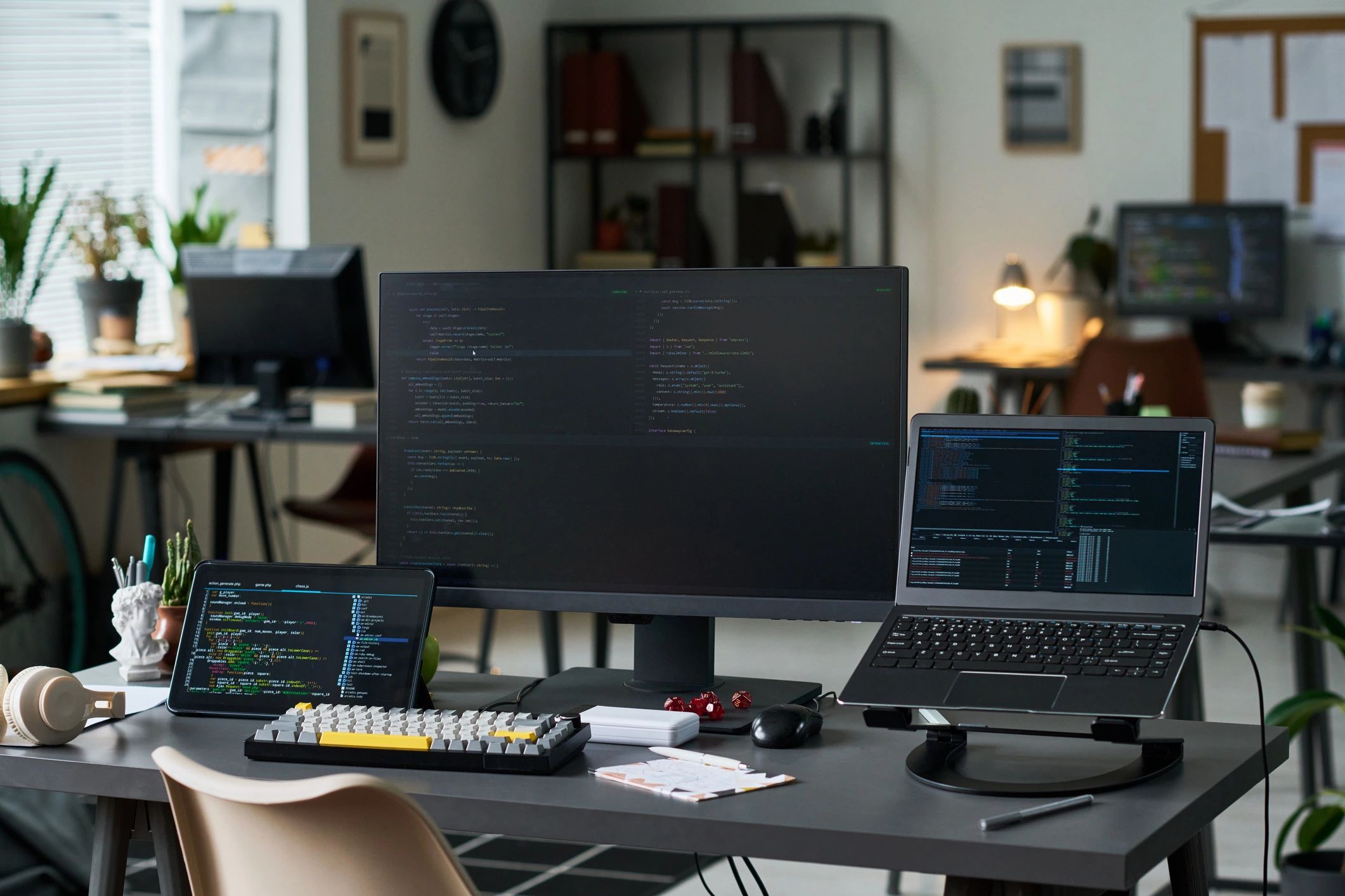 Developer workstation with code and digital tools